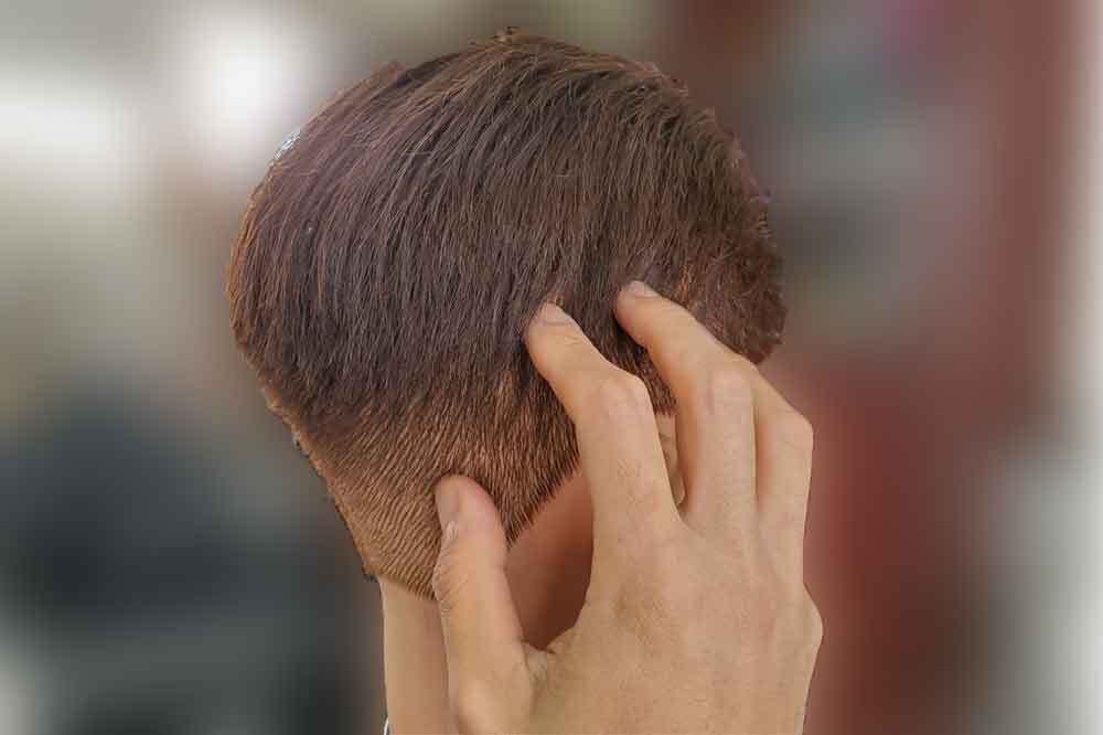 指腹を頭皮に付ける